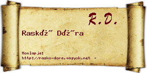 Raskó Dóra névjegykártya